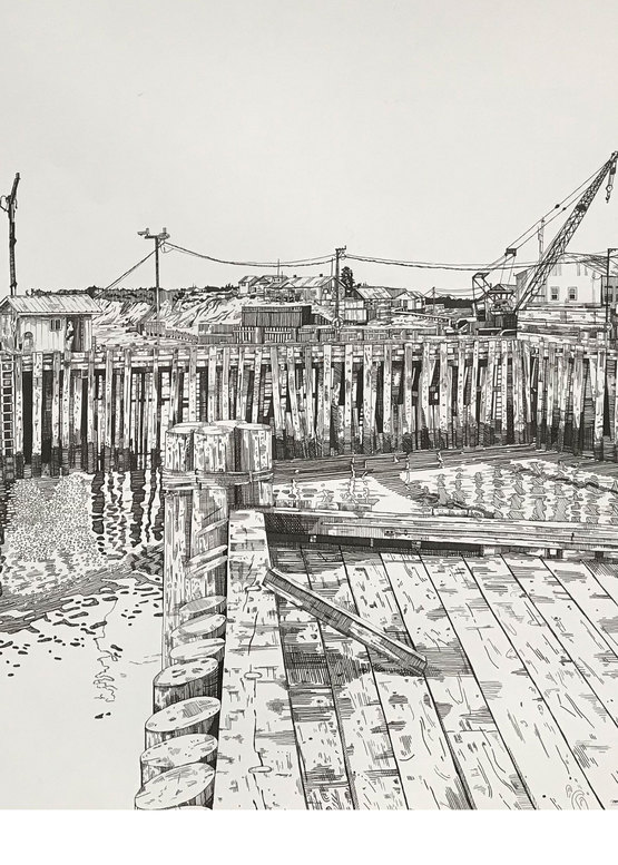 pencil drawing of Bristol Bay
