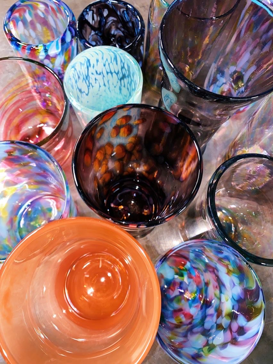 handblown multicolor drinking glasses