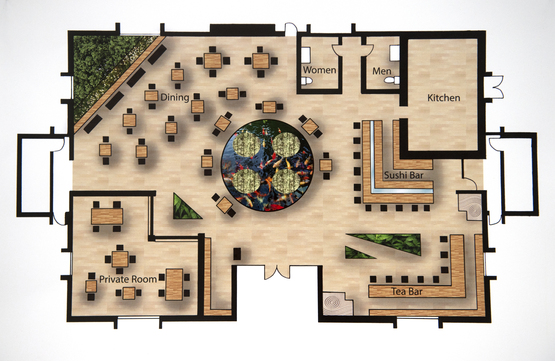An example of a computer rendered floor plan created by a Pre-College student. 