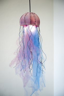 A soft sculpture of a jellyfish created by a Pre-College student. 