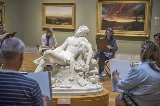 Residents sketching in the Cleveland Museum of Art