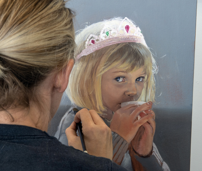 Artist-educator painting in CIA's painting-drawing studios
