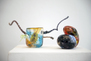 Colorful and abstract glass pieces created by Pre-College students. 