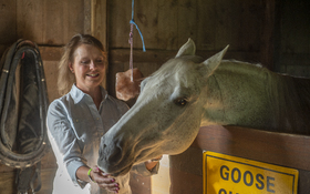 Faculty member Beth Halasz with her quarter horse