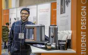 Student Brandon Rodriguez at the 2018 International Houseware Association’s Annual Student Design Competition