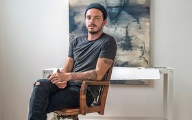 Portrait of Matthew Sweeney in his studio