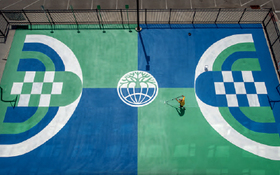 painted basketball court
