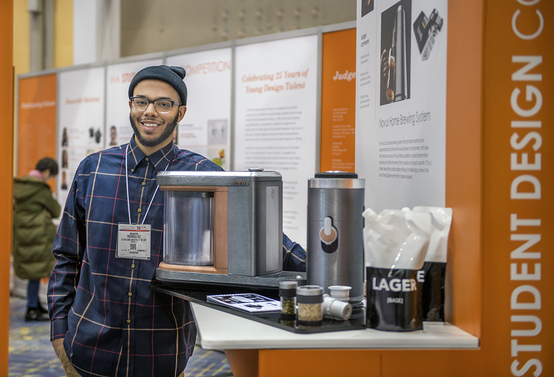 Student Brandon Rodriguez at the 2018 International Houseware Association’s Annual Student Design Competition